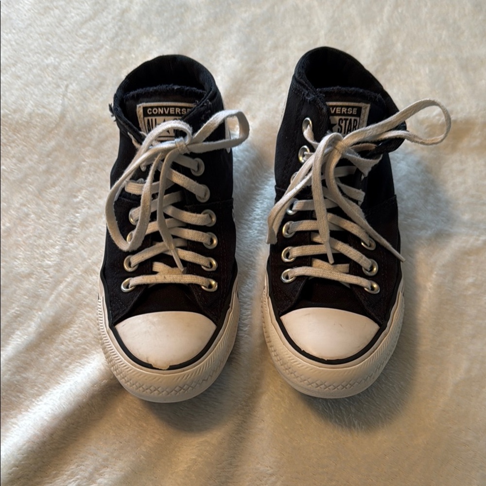 Converse Black Canvas High-Tops with White Accents